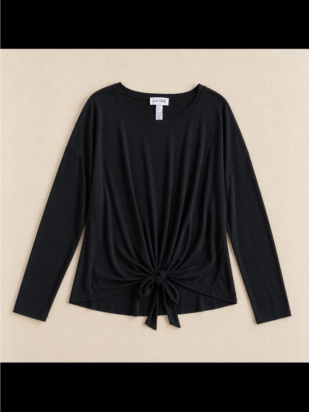 Joseph Ribkoff Black Tie Front Blouse Size 18 Long Sleeve Stretch Top 223030
